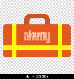 Red sports handle with yellow straps, flat design, simple image, cartoon style. The concept of a healthy lifestyle and sports. Vector line icon for bu Stock Vector