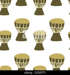 Seamless pattern for music festival. Bright background design with musical instruments drum Stock Vector