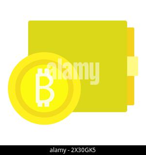 Bitcoin, blockchain, coin icon, cryptocurrency, flat design, folder, files, simple image, cartoon style. Concept of earning cryptocurrency online. Vec Stock Vector