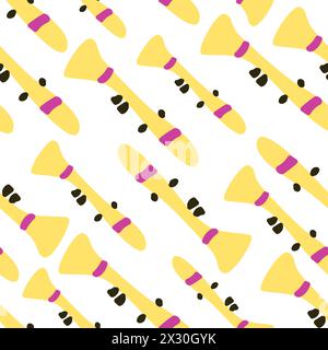Seamless pattern for music festival. Bright background design with musical instruments. Stock Vector