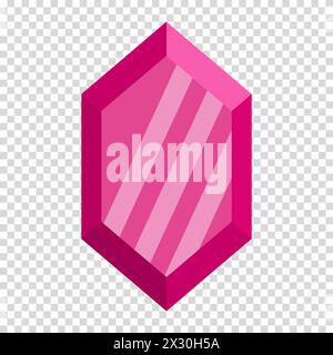 Hexagonal emerald, gemstone, pink color, diamond, expensive jewelry, flat design, simple image, cartoon style. The concept of an expensive product. Ve Stock Vector