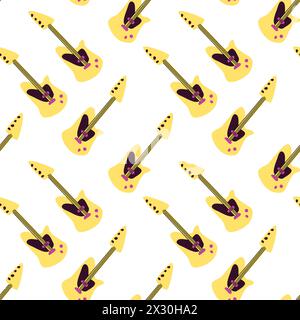 Seamless pattern for music festival. Bright background design with musical instruments. Stock Vector