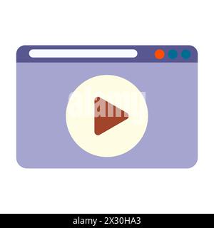 Pause button, address bar, circles, window control buttons, gray color, flat design, simple image, cartoon style. Promotional video concept. Vector li Stock Vector