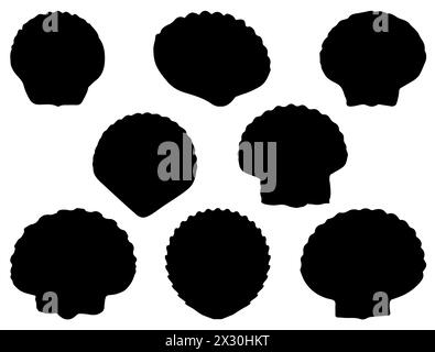 Seashells silhouette vector art Stock Vector