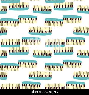 Seamless pattern for music festival. Bright background design with musical instruments synthesizer. Stock Vector