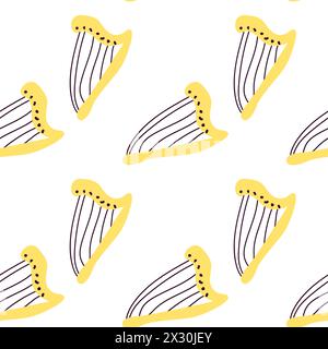 Viola instrument background - seamless pattern . Vector illustration for music banner or textile, cover, wrapping paper. Stock Vector