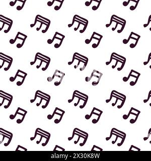 Hand drawn music symbol key or notes seamless pattern. Vector illustration for banner, cards, posters. Stock Vector