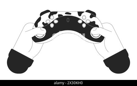 Holding gamepad cartoon human hands outline illustration Stock Vector