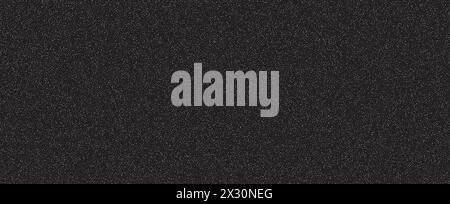Panoramic black metal background and grain texture. Abstract black grain noise texture. Dark grunge surface. Vector Stock Vector
