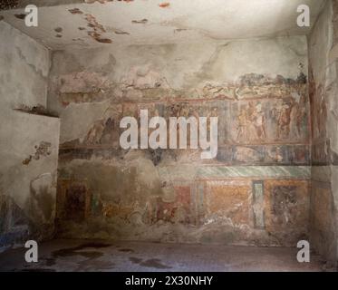 Wall fresco depicting scenes from the Iliad at the House of Octavius Quartio, Pompeii Stock Photo