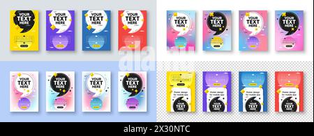 Poster brochure set with quotes. Cover book presentation with 3d stars. Minimal flyer layout. Vector Stock Vector