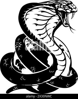 Cobra Snake World Earth Globe Concept Stock Vector