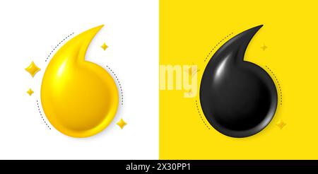 Quote mark 3d icons. Set of quotation marks, yellow and black comma sign. Information quote design. Vector Stock Vector