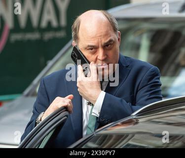 London, England, UK. 24th Apr, 2024. Former UK Defence Secretary BEN WALLACE is seen outside broadcast studios in Westminster. (Credit Image: © Thomas Krych/ZUMA Press Wire) EDITORIAL USAGE ONLY! Not for Commercial USAGE! Stock Photo