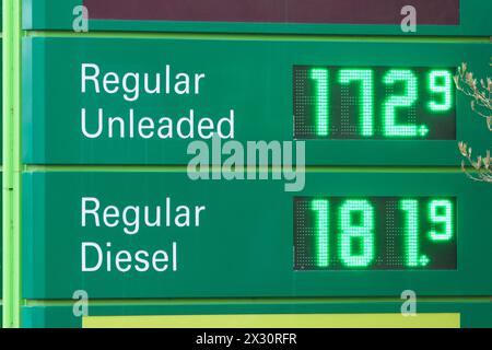 M48 Services, Bristol, UK. 24th Apr, 2024. Petrol and Diesel prices are rising again. Fuel prices had fallen but the latest rises will again have an impact on the cost of living. Pictured are the Moto services on the M48 Severn Bridge . Credit: JMF News/Alamy Live News Stock Photo
