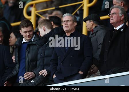 WOLVERHAMPTON, ENGLAND - APRIL 20: Labour Leader Keir Starmer in the stands during the Premier League match between Wolverhampton Wanderers and Arsenal FC at Molineux on April 20, 2024 in Wolverhampton, England.(Photo by MB Media/MB Media) Stock Photo