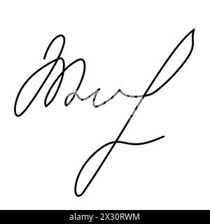 Fake hand written signature. Vector isolated illustration Stock Vector