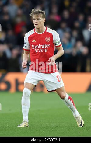 WOLVERHAMPTON, ENGLAND - APRIL 20: Martin Odegaard of Arsenal during the Premier League match between Wolverhampton Wanderers and Arsenal FC at Molineux on April 20, 2024 in Wolverhampton, England.(Photo by MB Media/MB Media) Stock Photo
