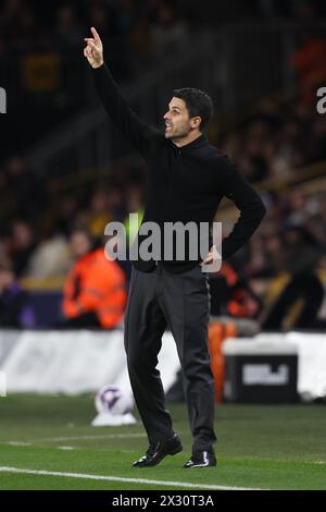 WOLVERHAMPTON, ENGLAND - APRIL 20: Mikel Arteta Manager of Arsenal during the Premier League match between Wolverhampton Wanderers and Arsenal FC at Molineux on April 20, 2024 in Wolverhampton, England.(Photo by MB Media/MB Media) Stock Photo