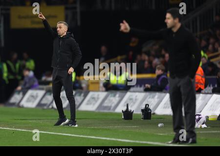 WOLVERHAMPTON, ENGLAND - APRIL 20: Gary O'Neill manager of Wolverhampton Wanderers during the Premier League match between Wolverhampton Wanderers and Arsenal FC at Molineux on April 20, 2024 in Wolverhampton, England.(Photo by MB Media/MB Media) Stock Photo