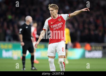 WOLVERHAMPTON, ENGLAND - APRIL 20: Martin Odegaard of Arsenal during the Premier League match between Wolverhampton Wanderers and Arsenal FC at Molineux on April 20, 2024 in Wolverhampton, England.(Photo by MB Media/MB Media) Stock Photo
