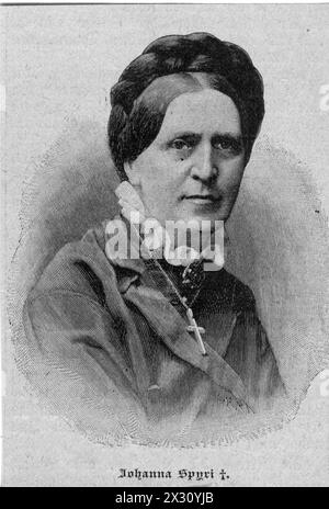 Spyri, Johanna, 12.6.1819 - 7.7.1901, Swiss authoress, writer, authoresses, wood engraving, ADDITIONAL-RIGHTS-CLEARANCE-INFO-NOT-AVAILABLE Stock Photo
