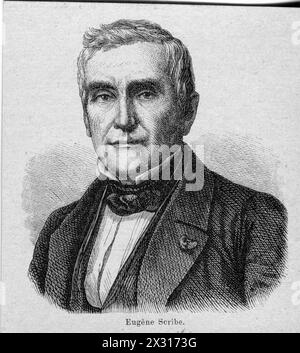 Scribe, Augustin Eugene, 24.12.1791 - 20.2.1861, French writer, wood engraving, circa 1850, ADDITIONAL-RIGHTS-CLEARANCE-INFO-NOT-AVAILABLE Stock Photo