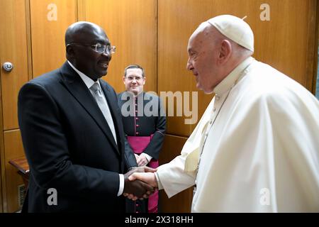 Vatican, Vatican. 24th Apr, 2024. **NO LIBRI** Italy, Rome, Vatican, 2024/4/24 . Pope Francis receives in private audience Mr. Alhaji Mahamudu Bawumia, Vice President of the Republic of Ghana in Vatican . Photograph by VATICAN MEDIA /Catholic Press Photo Credit: Independent Photo Agency/Alamy Live News Stock Photo