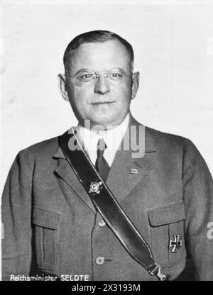 Seldte, Franz, 29.6.1882 - 1.4.1947, German politician (NSDAP), Reich Minister for job 1933 - 1945, portrait, 1933, EDITORIAL-USE-ONLY Stock Photo