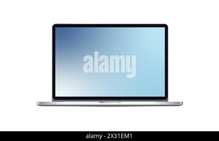 A portable laptop mockup. Notebook front view on white background. Vector illustration. Stock Vector