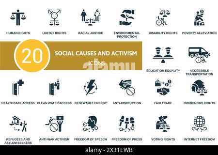 Social causes and activism set. Creative icons. Stock Vector