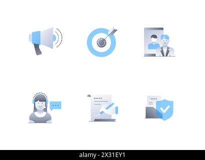 Business communication and information - flat design style icons set Stock Vector