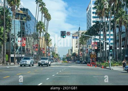 Hollywood Boulevard at the La Brea intersection in West Hollywood, Los Angeles, CA Stock Photo