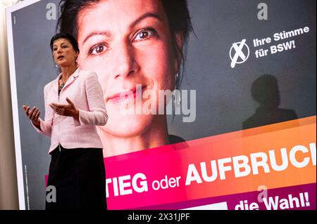 Sahra Wagenknecht (BSW) election campaign poster announcing a political