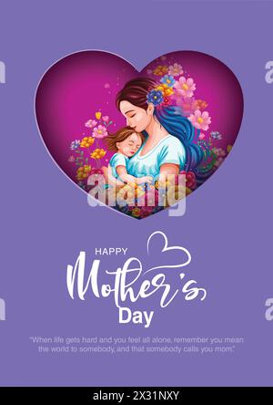 Happy mother's day greeting. Loving Mother holding son. Family holiday and togetherness. abstract vector illustration design. Stock Vector