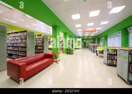 Inside Russian Library Modern library interior, a lot of books on the bookshelves Stock Photo ...