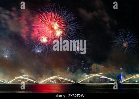 Firework display at the national day of Qatar in Doha Stock Photo