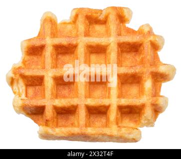 True Belgian waffle with extra deep pockets for filling isolated on white background. Stock Photo