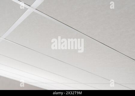 Modern Commercial Suspended Ceiling Close Up Photo. Industrial Theme. Stock Photo
