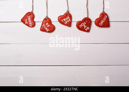 Cookies Heart Hanging On A String. Valentine's Day Stock Photo