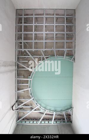 Metal frame to install decorative ceiling in the shape of arc Stock Photo