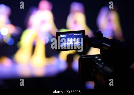 Shooting concert on video from the auditorium Stock Photo