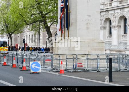 Whitehall, London, UK. 24th Apr 2024.  St George's Day, remnants of the far right protest on Whitehall, London. Credit: Matthew Chattle/Alamy Live News Stock Photo