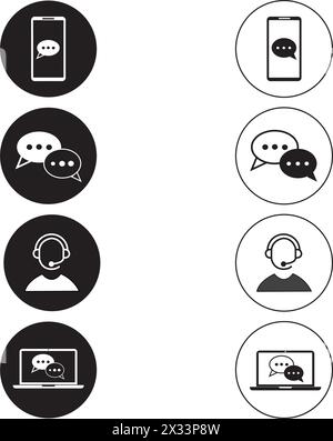 White and black comunication icons on a white background Stock Vector