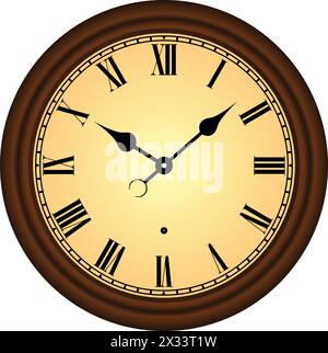 simple classic station wall clock with roman numerals  vector isolated on transparent background Stock Vector