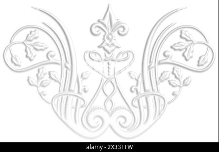 Art Deco style illustration creating a border with oak leaves that look like a plaster ornament Stock Photo