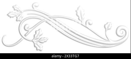 Art Deco style illustration creating a symbol with oak leaves that look like a plaster ornament Stock Photo