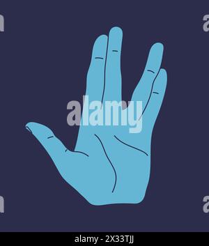 Hand making Vulcan salute gesture. Live long and prosper hand sign isolated. Vector illustration Stock Vector