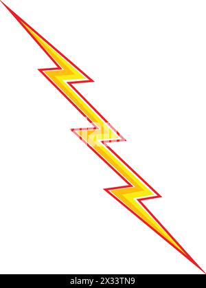 simple classic cartoon yellow lightning bolt illustration vector isolated on transparent background Stock Vector