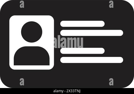 simple classic iid identification card black icon vector isolated on transparent background Stock Vector